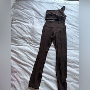 brown lululemon align leggings and asymmetrical bra set - size 4 length 25’